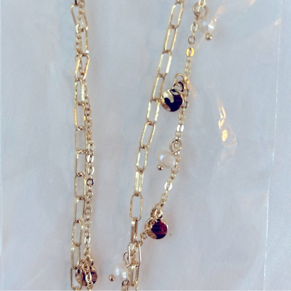 Jamie Two Row Hammered Pearl Necklace - Picture 3 of 6